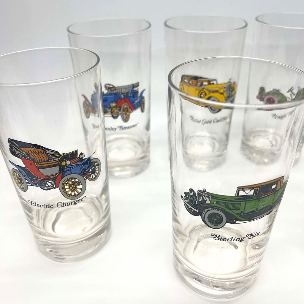 Vintage Avon Antique Car Highball Glasses | Classic Automotive Barware