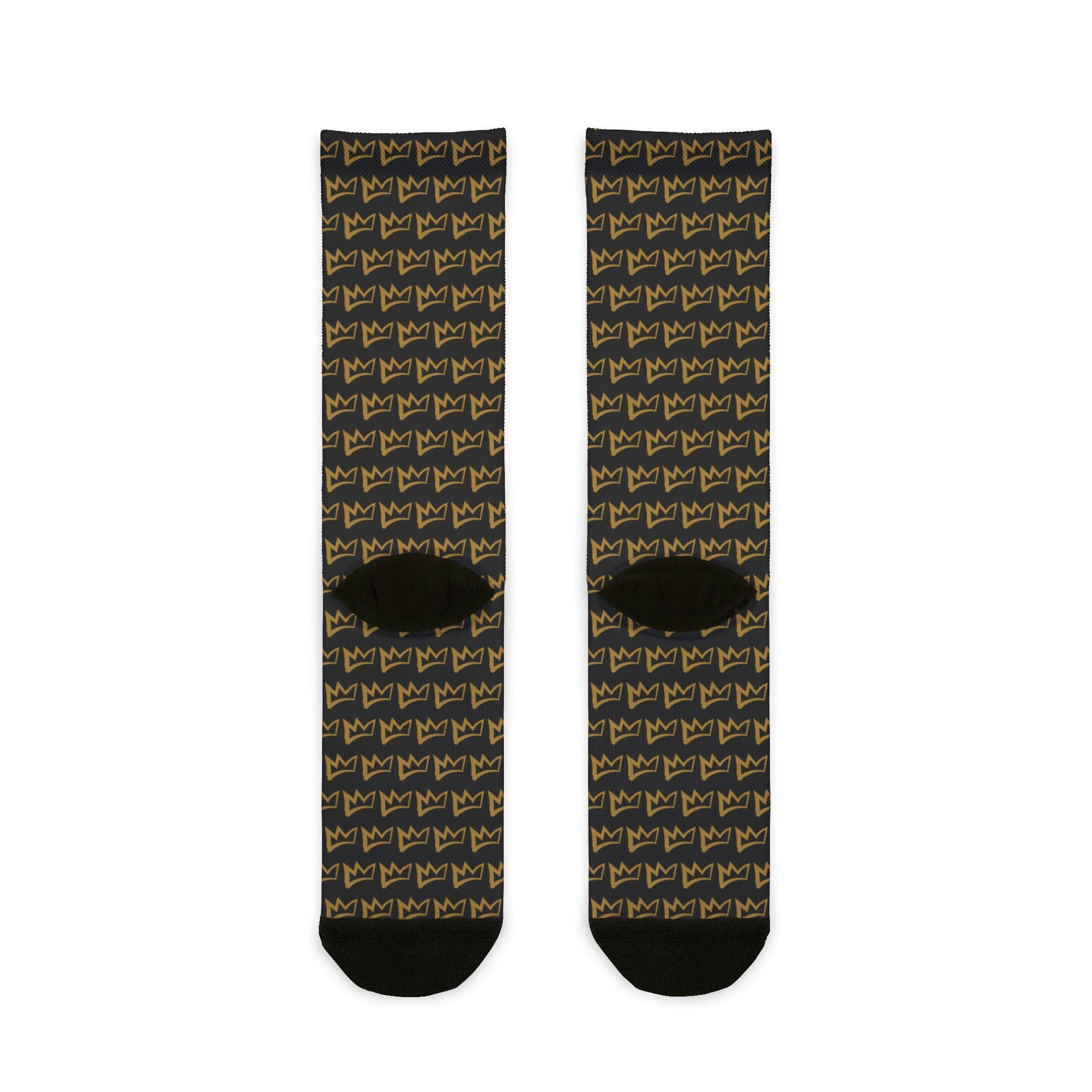 Back view of patterned Zesty crown crew socks showing reinforced heel and toe