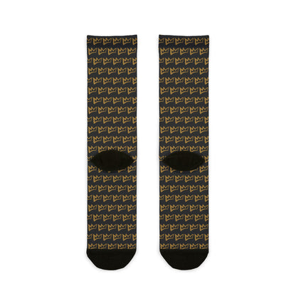 Back view of patterned Zesty crown crew socks showing reinforced heel and toe