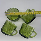 Vintage Anchor Hocking Soreno Avocado Green Punch Cups | Mid-Century Bark-Textured Glass