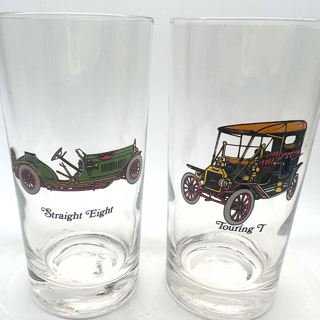 Vintage Avon Antique Car Highball Glasses | Classic Automotive Barware