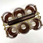 Vintage Culver Tortoiseshell Shot Glasses | Brown & Gold Hollywood Regency Barware
