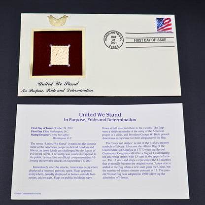 2001 United We Stand 22kt Gold Replica First Day Cover
