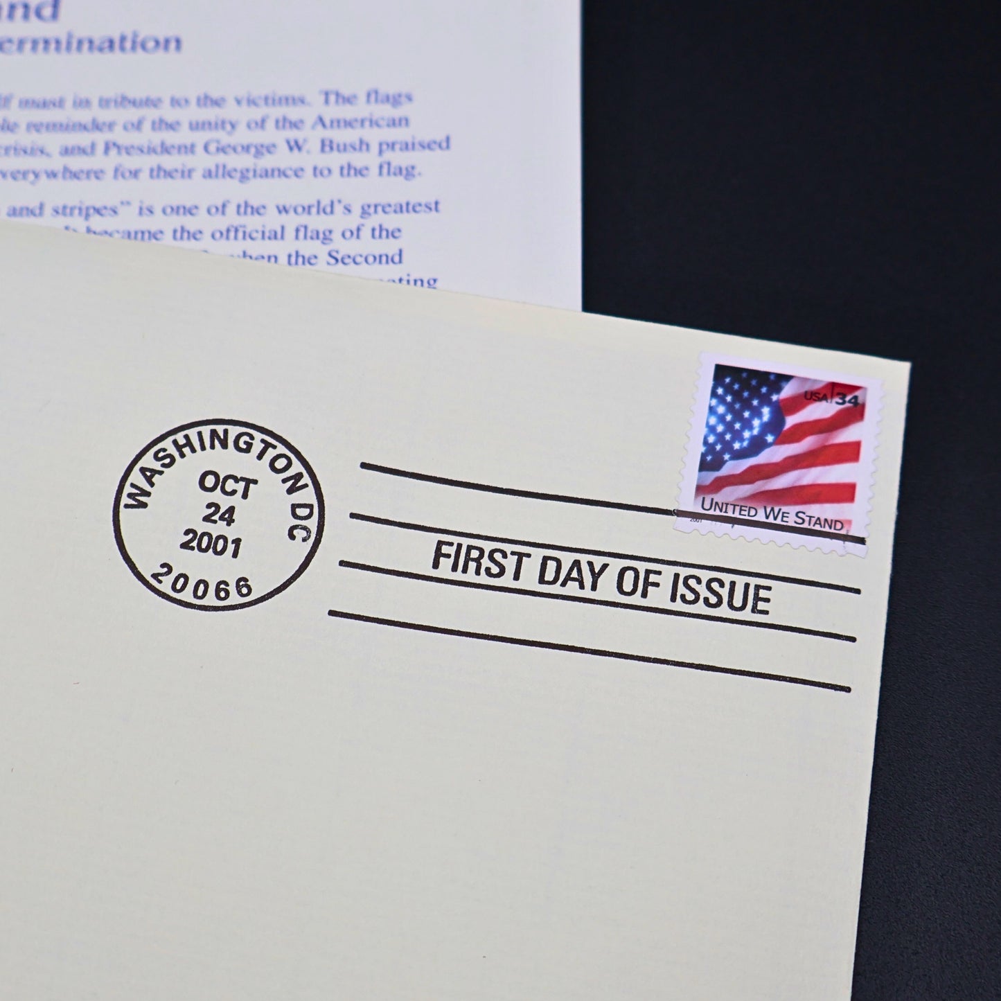 2001 United We Stand 22kt Gold Replica First Day Cover