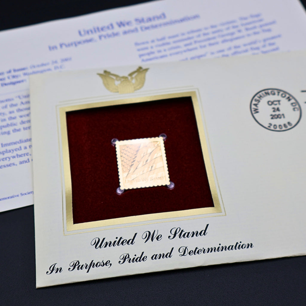 Vintage 2001 United We Stand First Day Cover | 22kt Gold Stamp Replica | Postal Commemorative Society Collectible