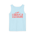 chambray blue vacation tank top graphic shirt summer beach tank women