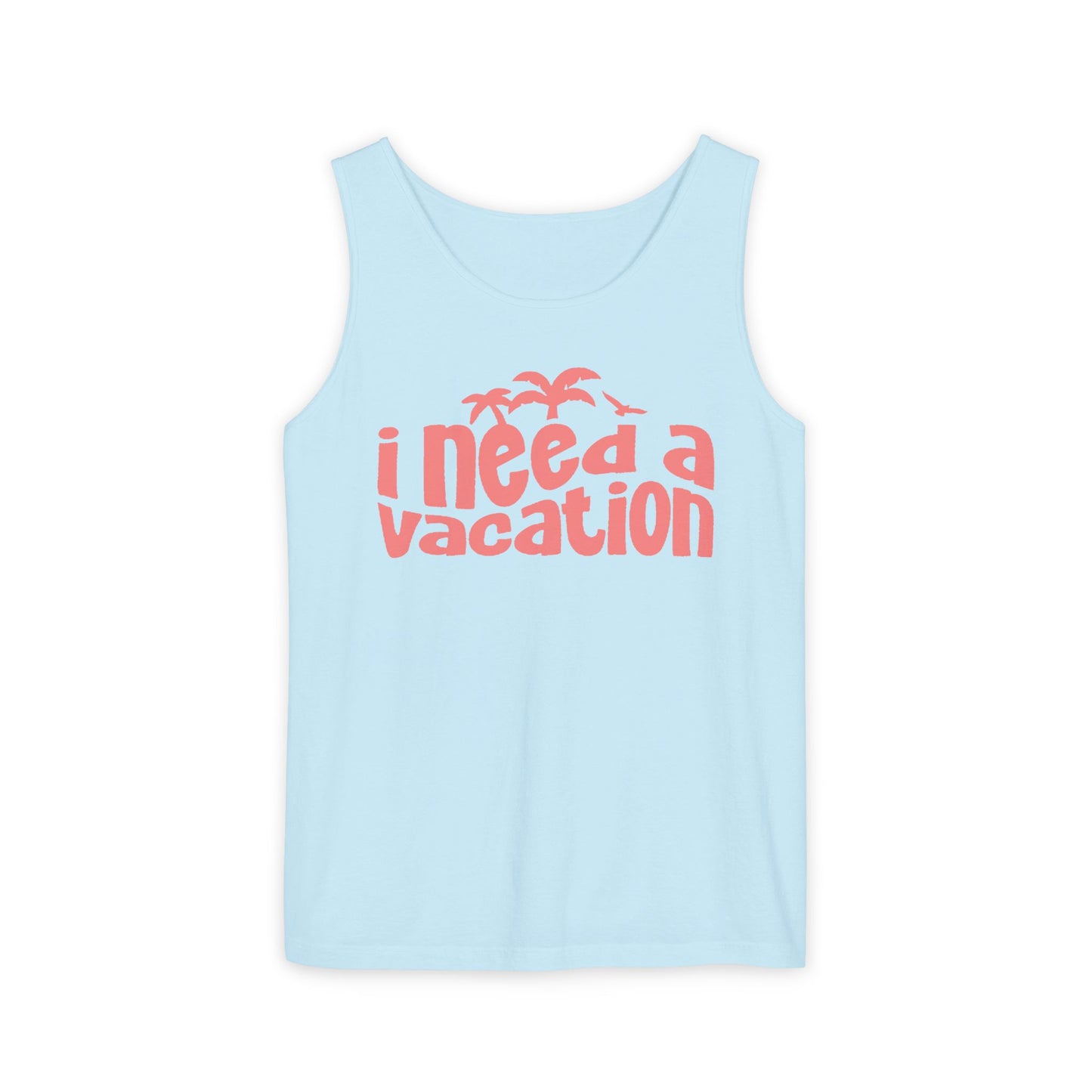 chambray blue vacation tank top graphic shirt summer beach tank women