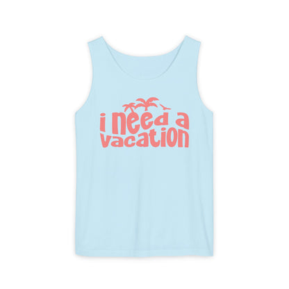 chambray blue vacation tank top graphic shirt summer beach tank women