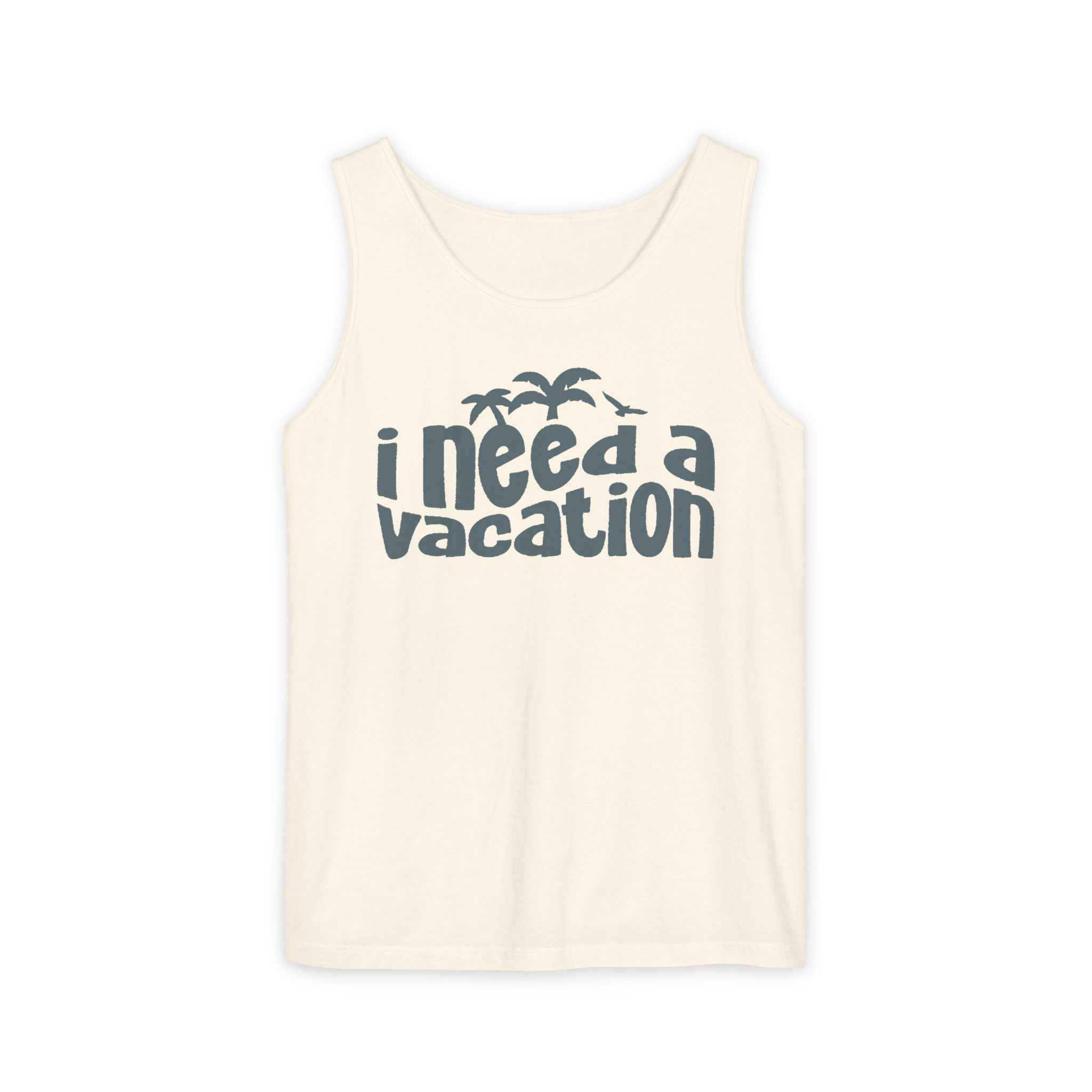 ivory vacation tank top graphic shirt laid flat retro beach tank top women