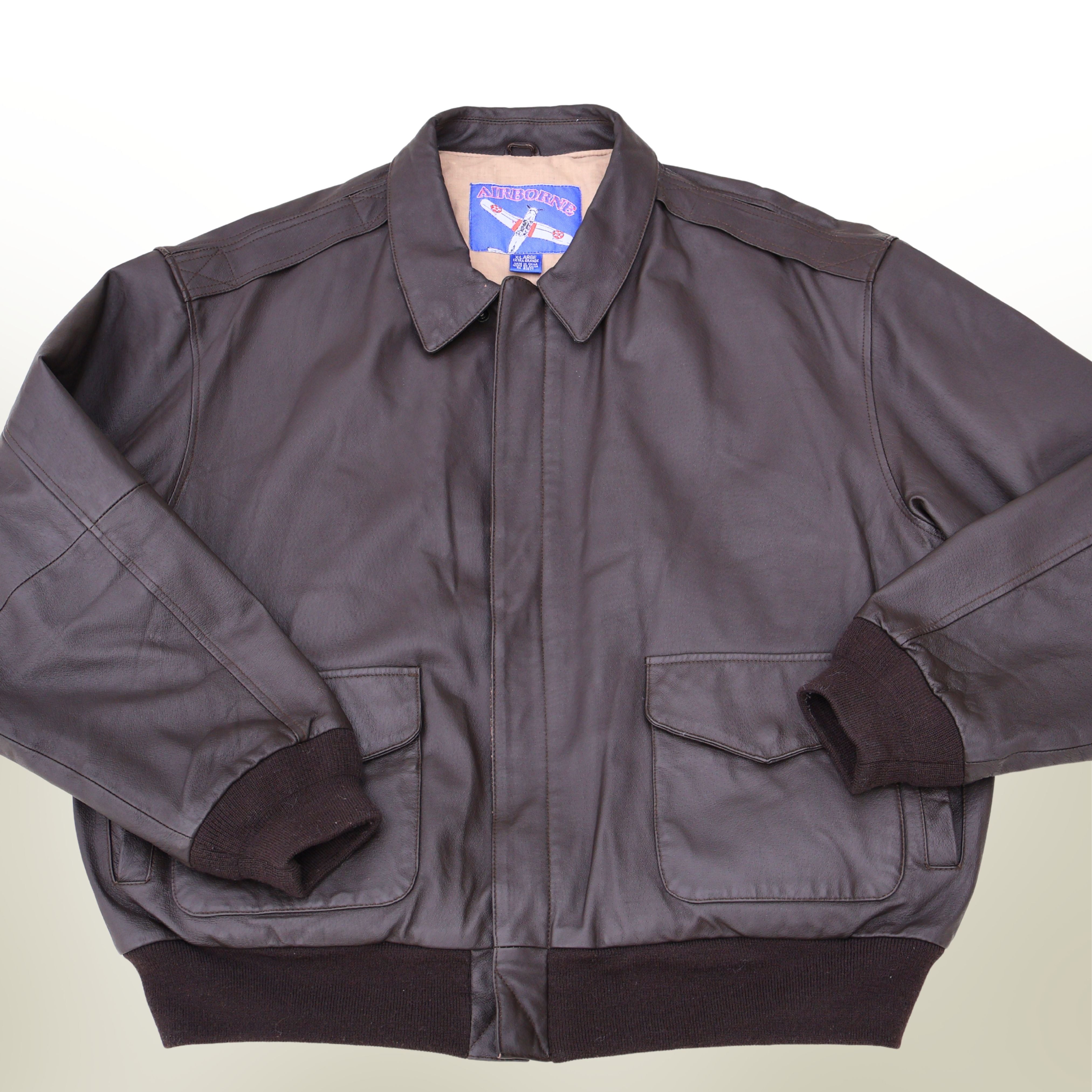 Vintage Airborne A-2 US Leather Bomber Jacket XL – Zestful Productions