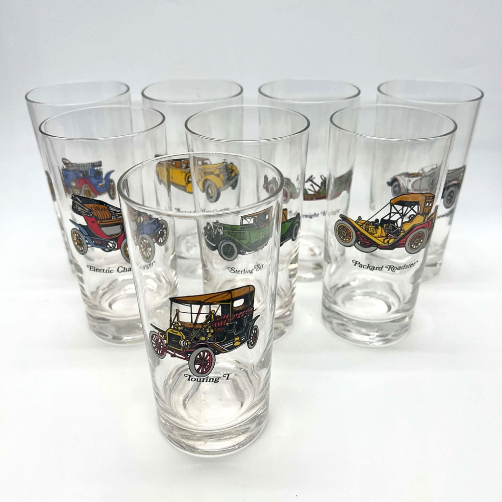 Vintage Avon Antique Car Highball Glasses | Classic Automotive Barware