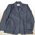 Vintage Berman’s gray leather blazer women’s size 40 front view with two-button closure and patch pockets.