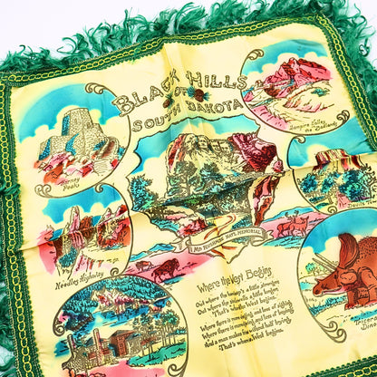 Flatlay front view of vintage Black Hills South Dakota souvenir pillowcase cover