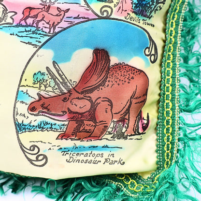 Triceratops in Dinosaur Park illustration on South Dakota souvenir pillowcase cover