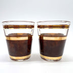 Vintage Culver Tortoiseshell Shot Glasses | Brown & Gold Hollywood Regency Barware