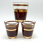 Vintage Culver Tortoiseshell Shot Glasses | Brown & Gold Hollywood Regency Barware
