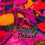 Close-up of stitching and hemming detail on vintage 1970s curtain panel.