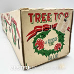 Original vintage Tree Top ornament box for 1960s mercury glass Christmas tree topper featuring retro holiday graphics and collectible mid century packaging design.