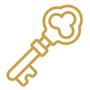 Curated Treasures icon featuring a vintage key symbolizing handpicked vintage finds, meaningful collectibles, heirlooms, antique decor, and stories preserved through thoughtful curation.