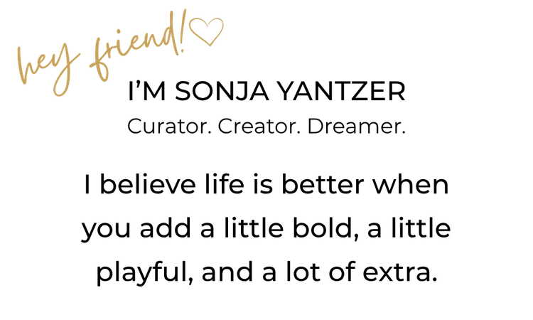 Hey friend introduction graphic with Sonja Yantzer founder of Zestful Productions and bold playful extra brand message